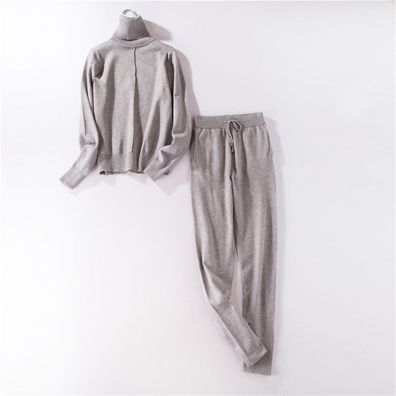 Knit Sweater & Pants Sportswear Suit - Middle Line Wool Knit Set