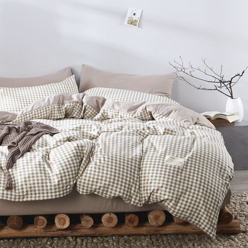 Cozy Cotton Checkered Bedding Set - Perfect for a Comforting Slee