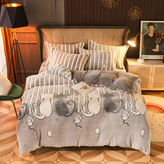 Carved Velvet Four-Piece Bedding Set
