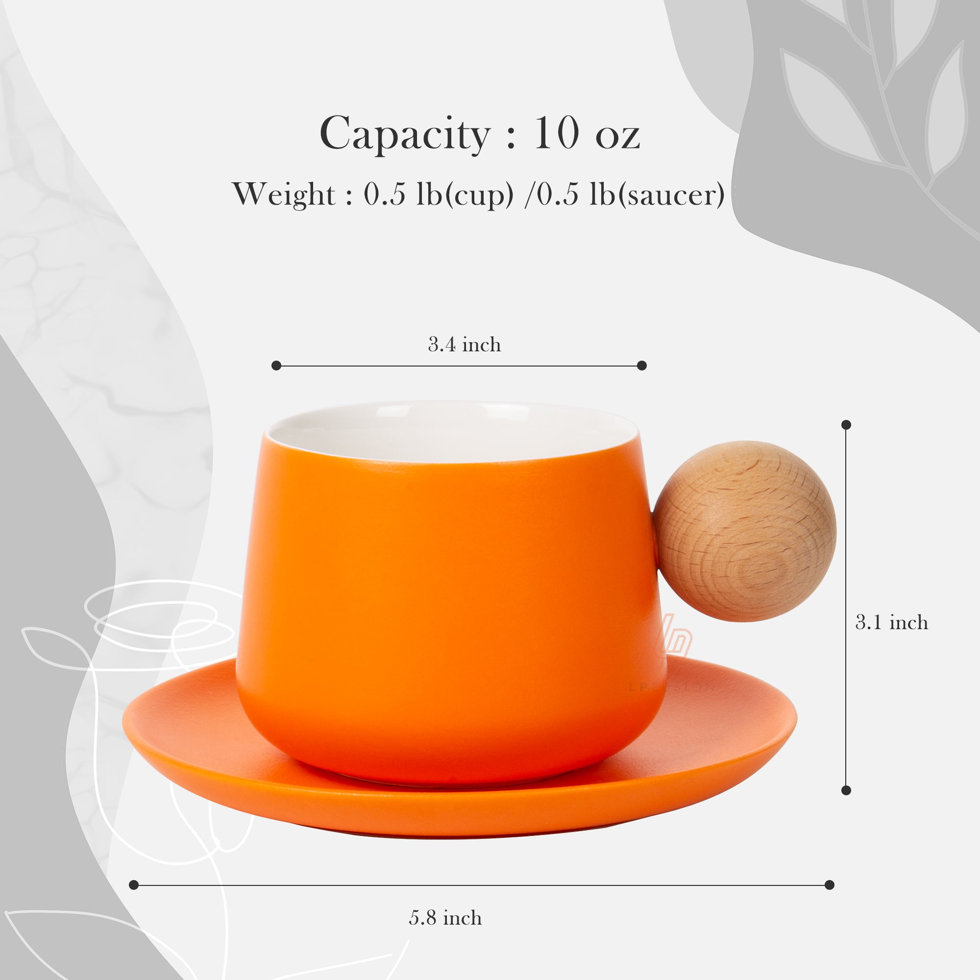 LP Fusion Ceramic Cup & Saucer Set with Wooden Handle