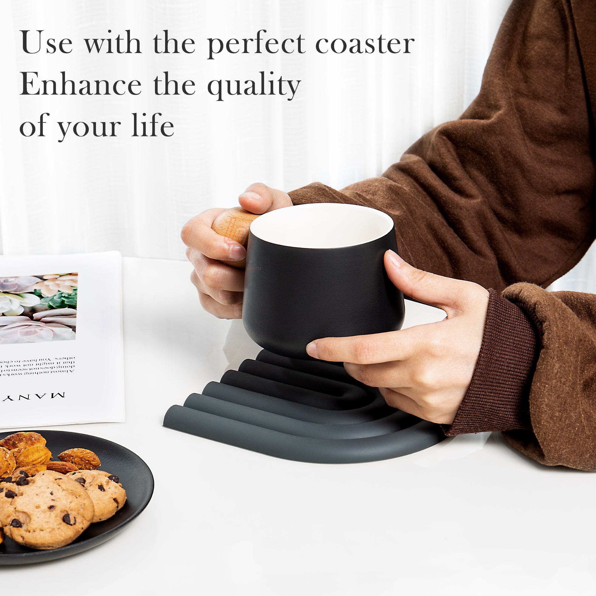 LP Fusion Ceramic Cup & Saucer Set with Wooden Handle