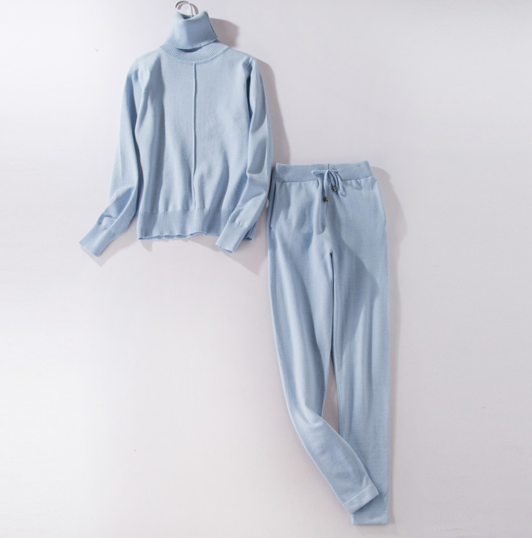 Knit Sweater & Pants Sportswear Suit - Middle Line Wool Knit Set