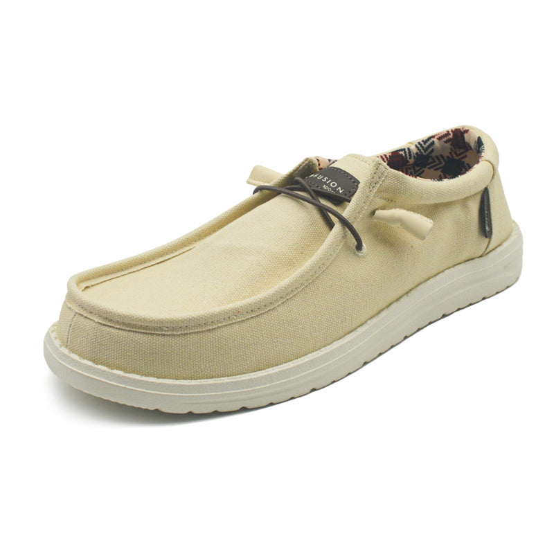 LP Fusion Terra Series Shoes - Lightweight, Breathable Microfiber & Canvas Casual Slip-On Shoes with Arch Support, Non-Slip Sole, and Elastic Laces - Ideal for Travel and Everyday Comfort