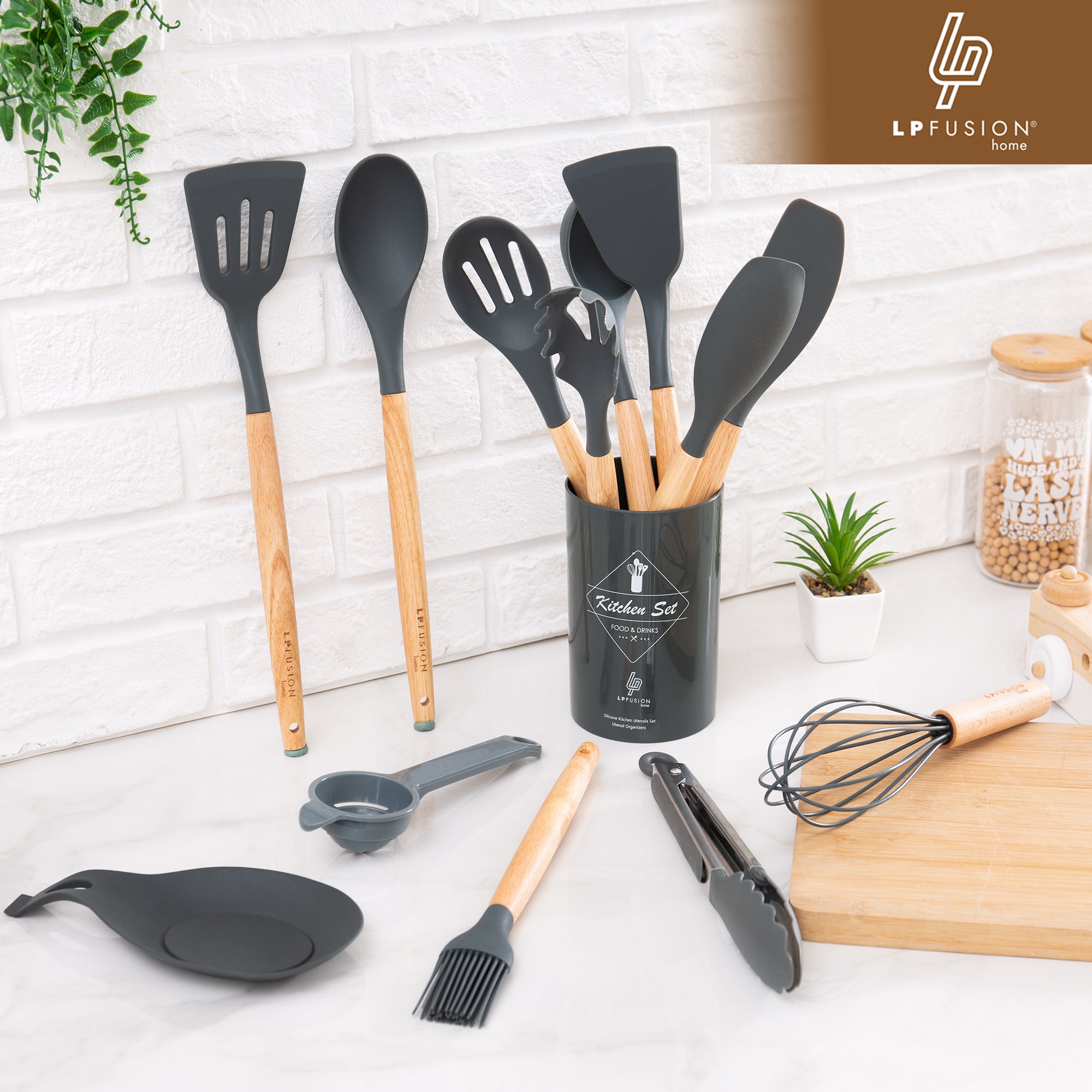 LP Fusion Home - 15-Piece Silicone Kitchen Utensil Set