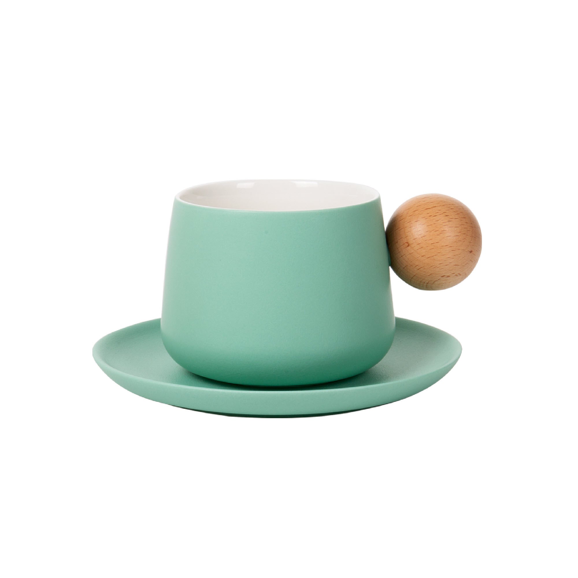 LP Fusion Ceramic Cup & Saucer Set with Wooden Handle