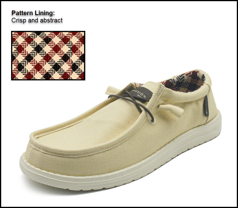 LP Fusion Terra Series Shoes - Lightweight, Breathable Microfiber & Canvas Casual Slip-On Shoes with Arch Support, Non-Slip Sole, and Elastic Laces - Ideal for Travel and Everyday Comfort