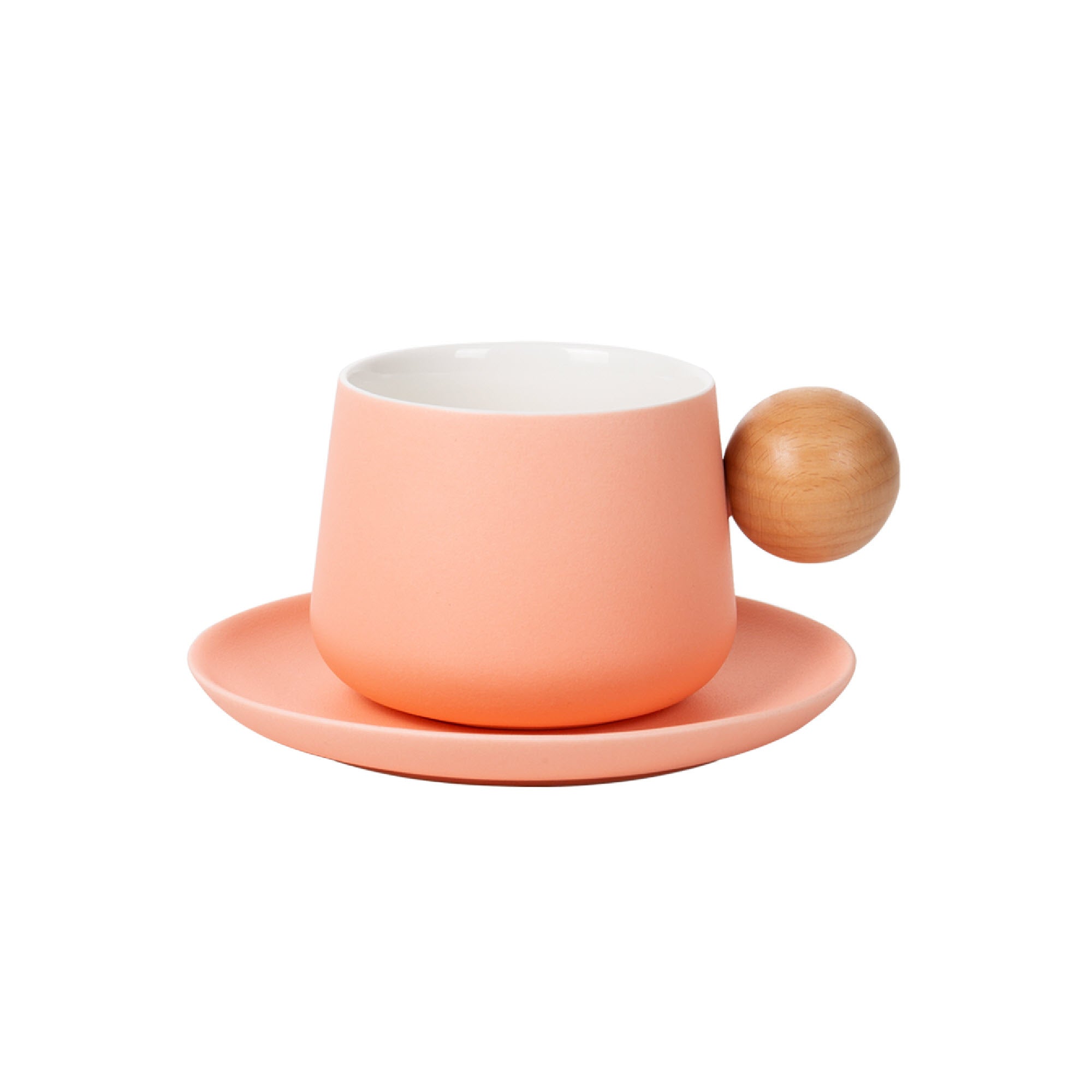 LP Fusion Ceramic Cup & Saucer Set with Wooden Handle