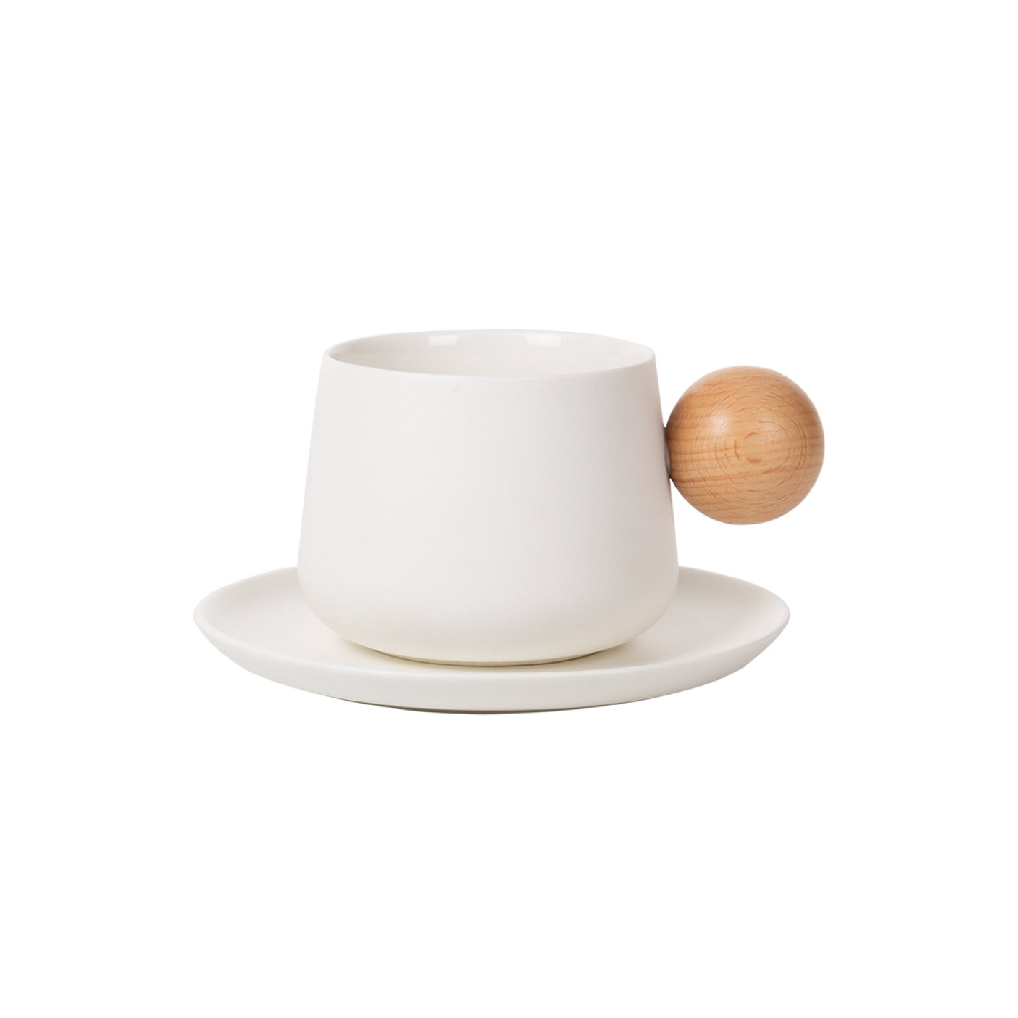 LP Fusion Ceramic Cup & Saucer Set with Wooden Handle