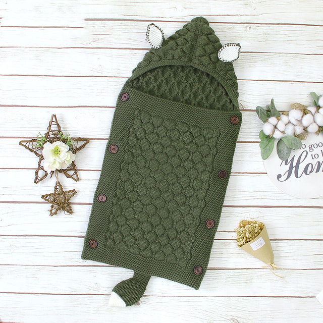 Newborn Hooded Knitted Wrap Blanket